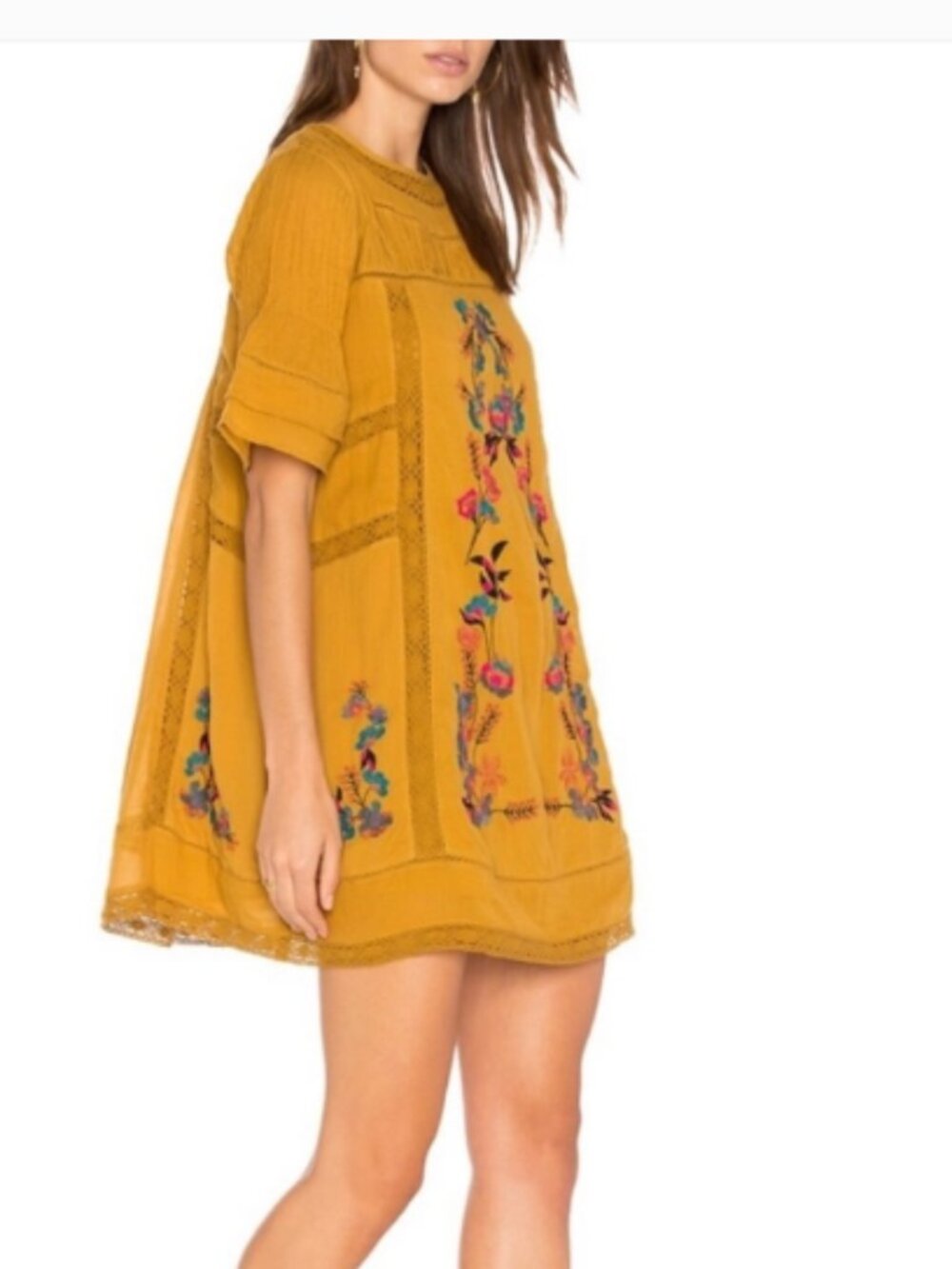 Free People 'Perfectly Victorian' Yellow Mini Dress